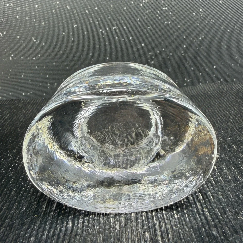 Sweden Textured Clear Ice Glass Votive Tealight Candle Holders Set of 2 Round